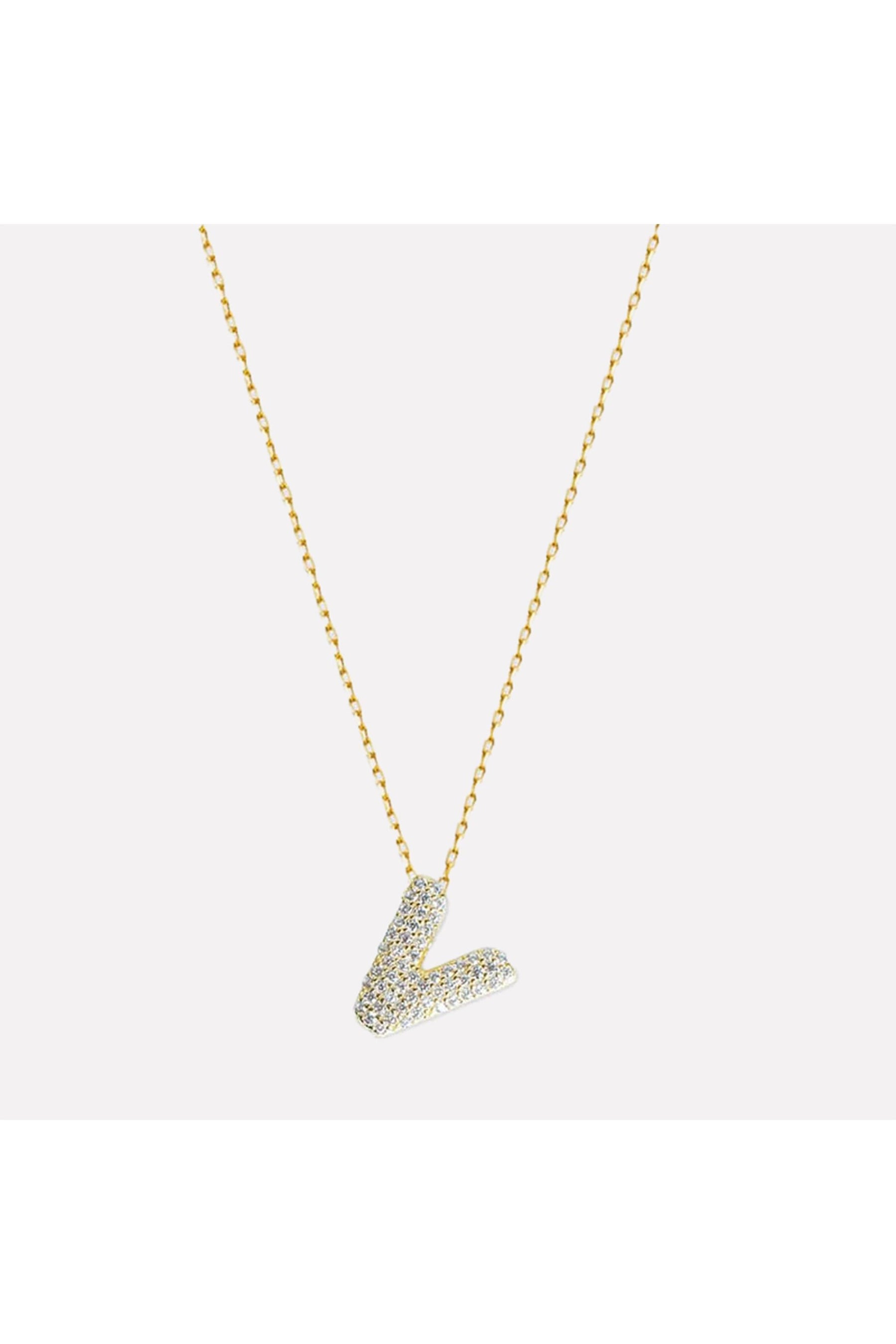 The Pave Single Block Initial Necklace | Silver