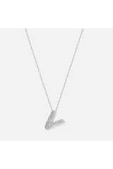 The Pave Single Block Initial Necklace | Silver
