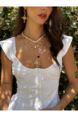 The Aalia Ruby Cross Earrings