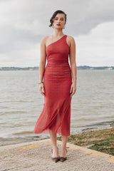 House of Sunny Polka Dot Asymmetric Dress