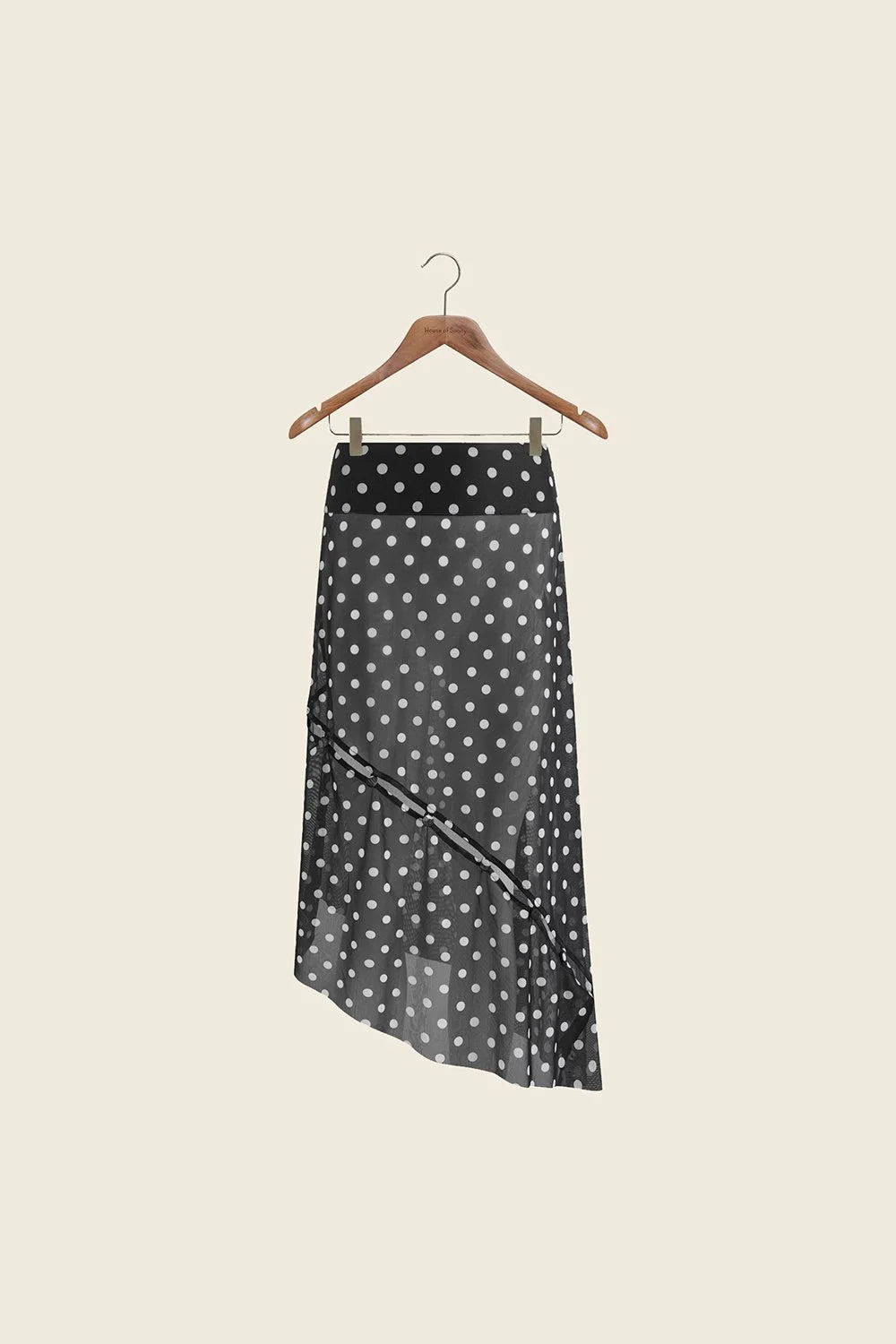 House of Sunny Polka Dot Mesh Printed Skirt