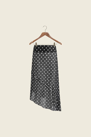 House of Sunny Polka Dot Mesh Printed Skirt