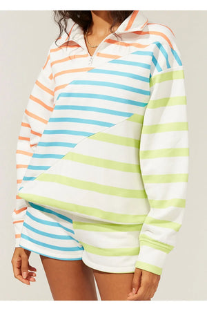 Solid & Striped The Pullover - Colorblocked Stripe Ocean