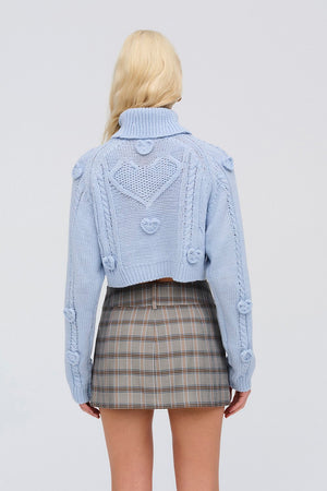 For Love & Lemons Rebecca Heart Sweater - Blue