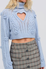 For Love & Lemons Rebecca Heart Sweater - Blue