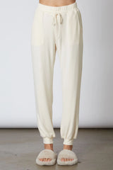 NIA Ribbed Hacci Jogger - Oatmilk