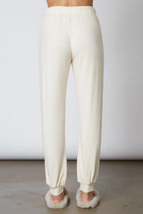 NIA Ribbed Hacci Jogger - Oatmilk