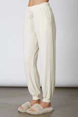 NIA Ribbed Hacci Jogger - Oatmilk