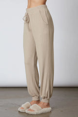 NIA Ribbed Hacci Jogger - Taupe