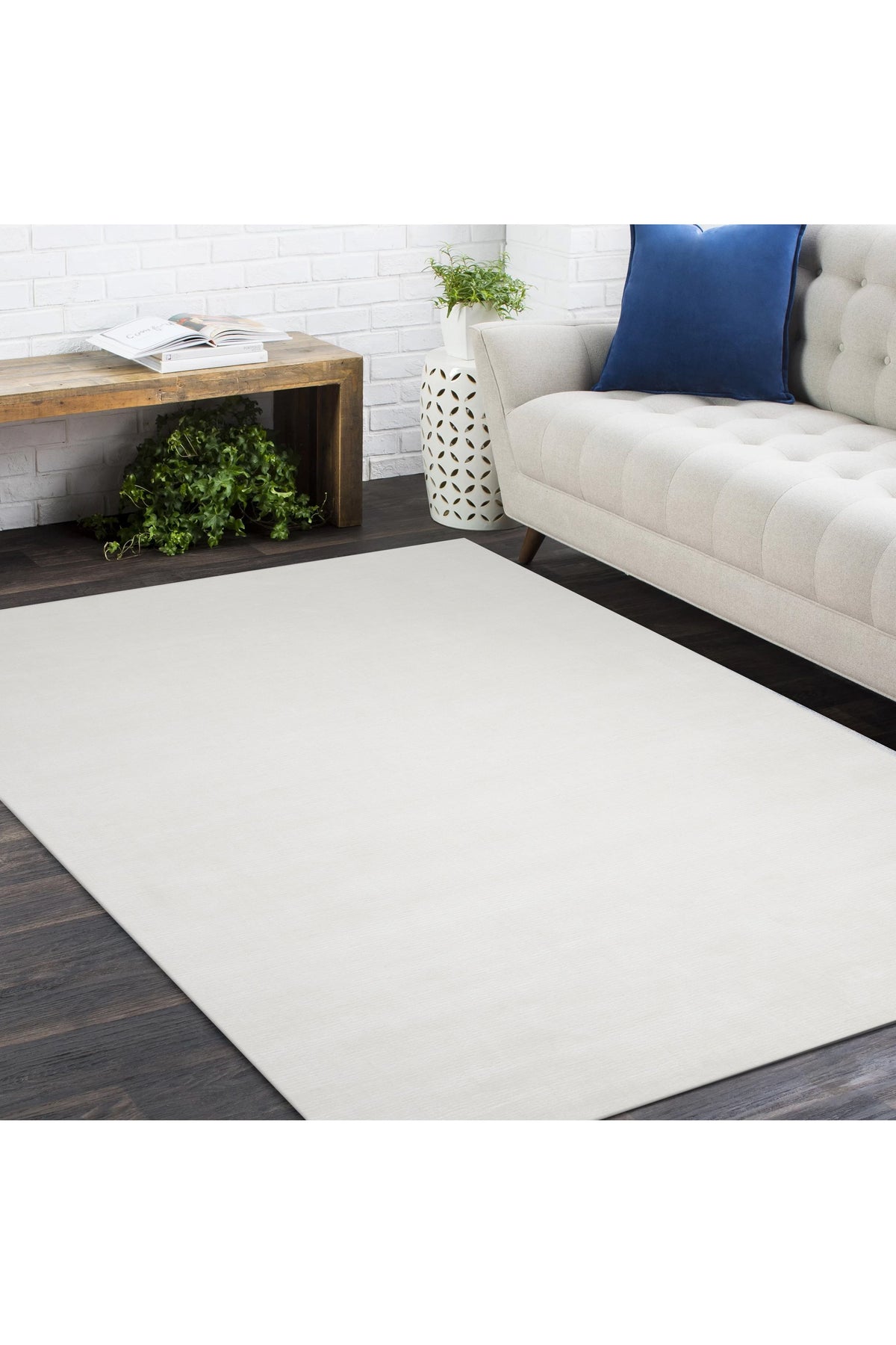 Lodhi Hand-Loomed Contemporary Solid Ivory Area Rug Ivory