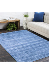 Harbor Hand-Loomed Contemporary Solid Blue Area Rug Blue