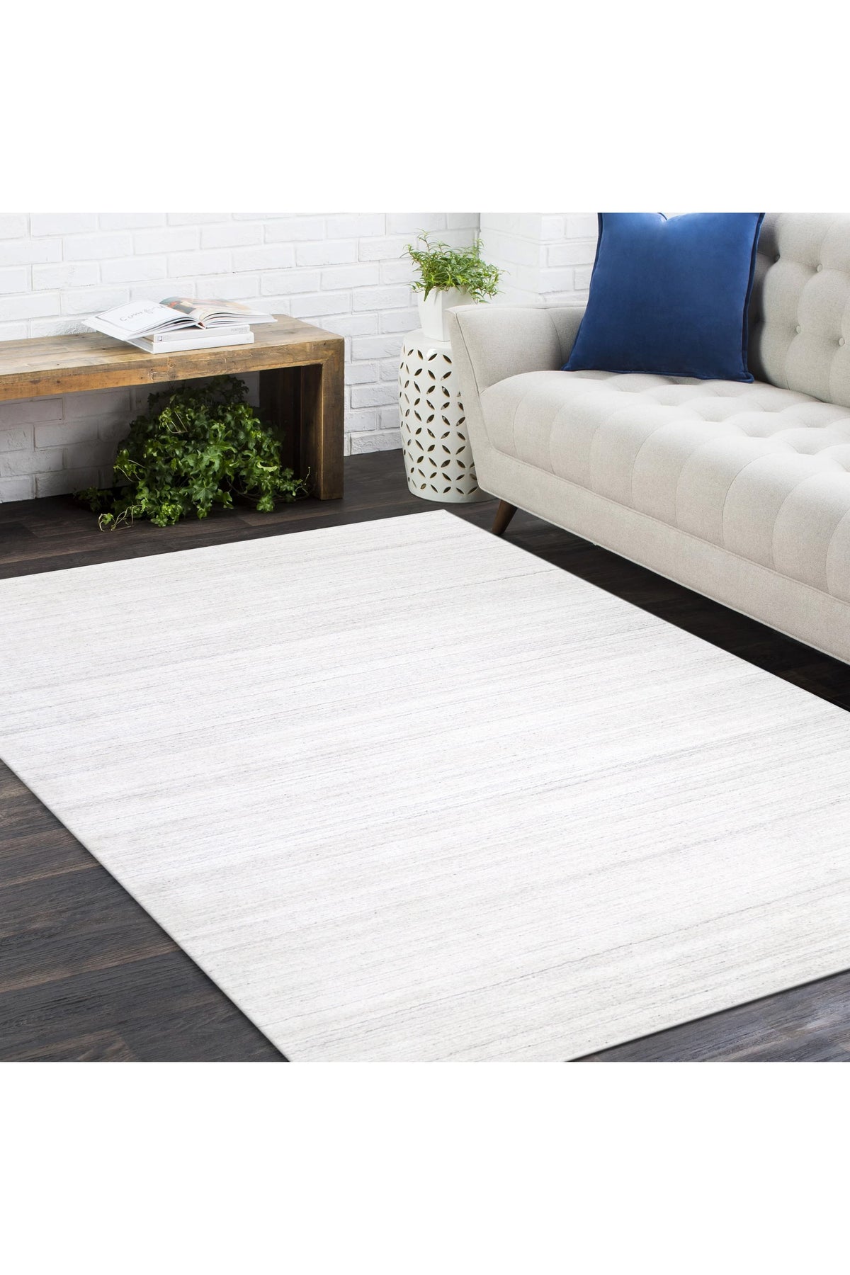 Harbor Hand Knotted Contemporary Solid Ivory Area Rug Ivory