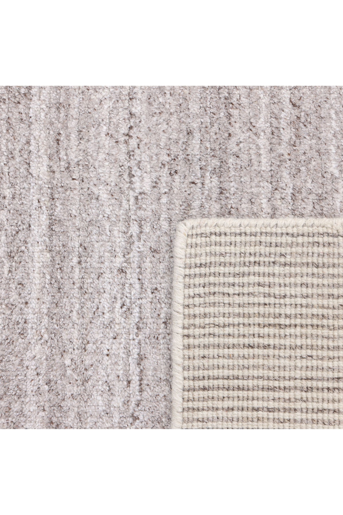 Halsey Hand Knotted Contemporary Striped Beige Area Rug Beige