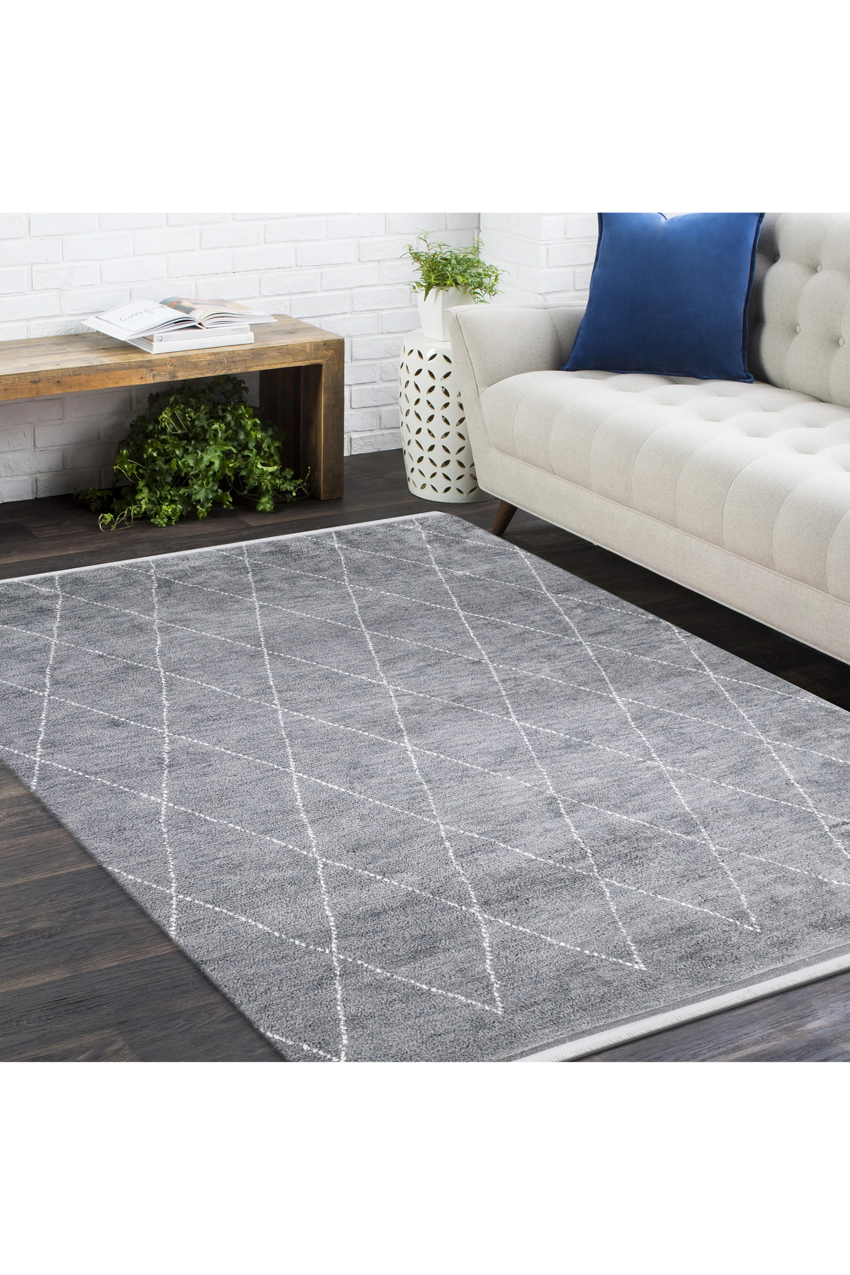 Shaggy Moroccan Hand Knotted Bohemian Moroccan Gray Area Rug Gray
