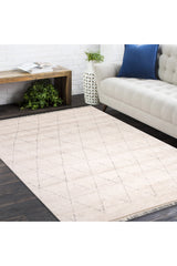 Shaggy Moroccan Hand Knotted Bohemian Moroccan Beige Area Rug Beige