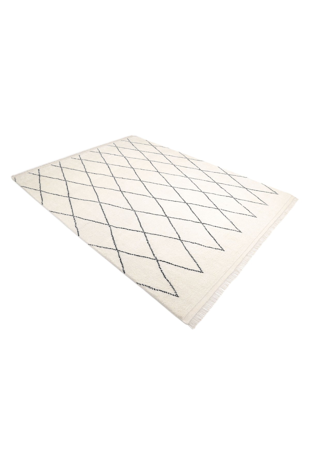 Shaggy Moroccan Hand Knotted Bohemian Moroccan Ivory Area Rug Ivory