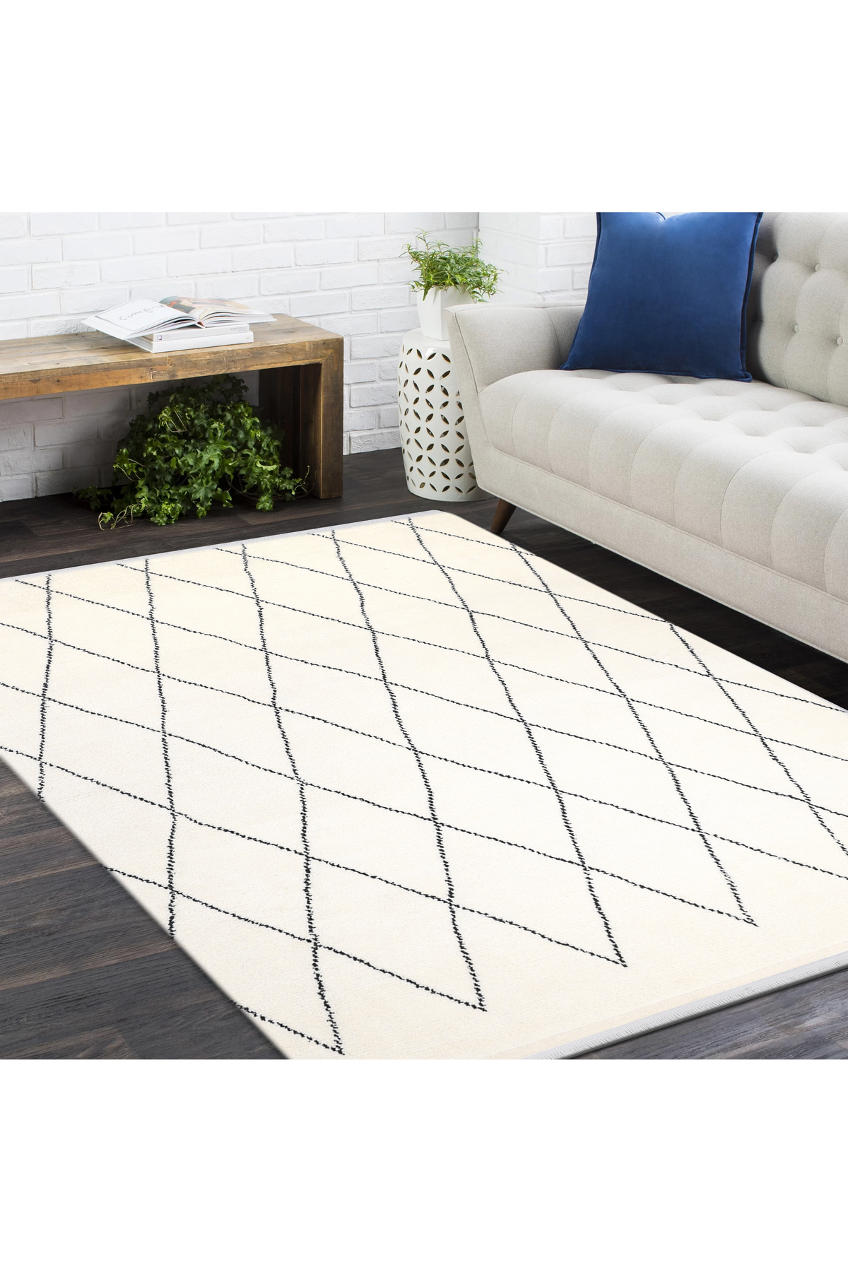 Shaggy Moroccan Hand Knotted Bohemian Moroccan Ivory Area Rug Ivory
