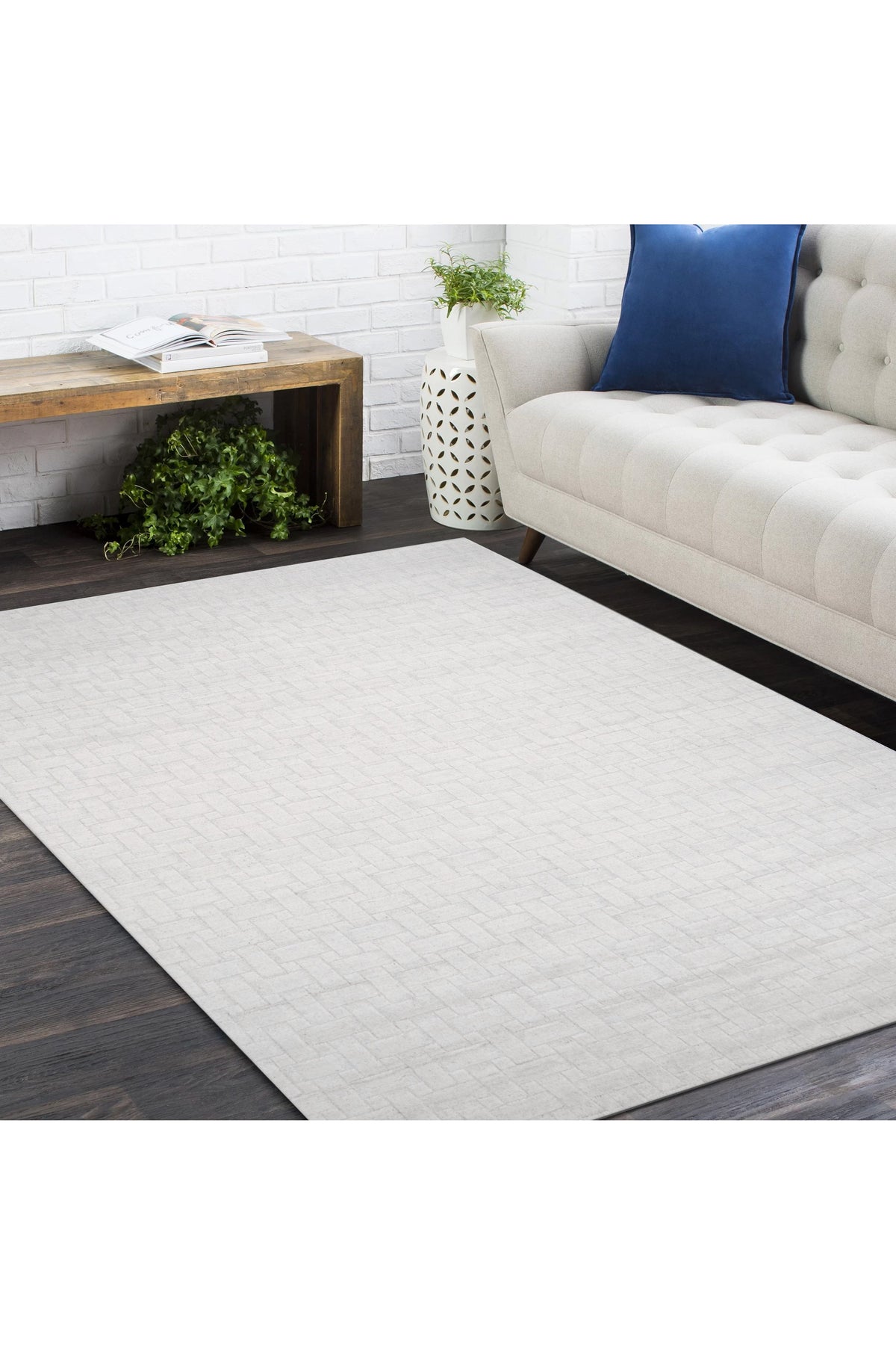 Peyton Hand-Loomed Contemporary Geometric Ivory Area Rug Ivory