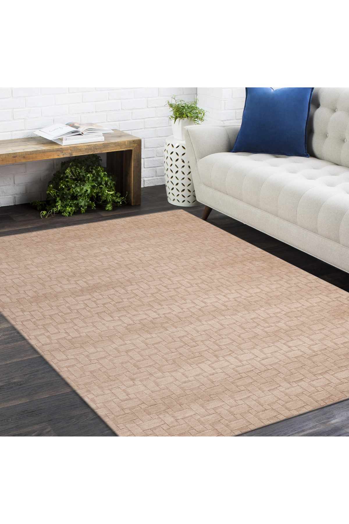 Peyton Hand-Loomed Contemporary Geometric Beige Area Rug Beige