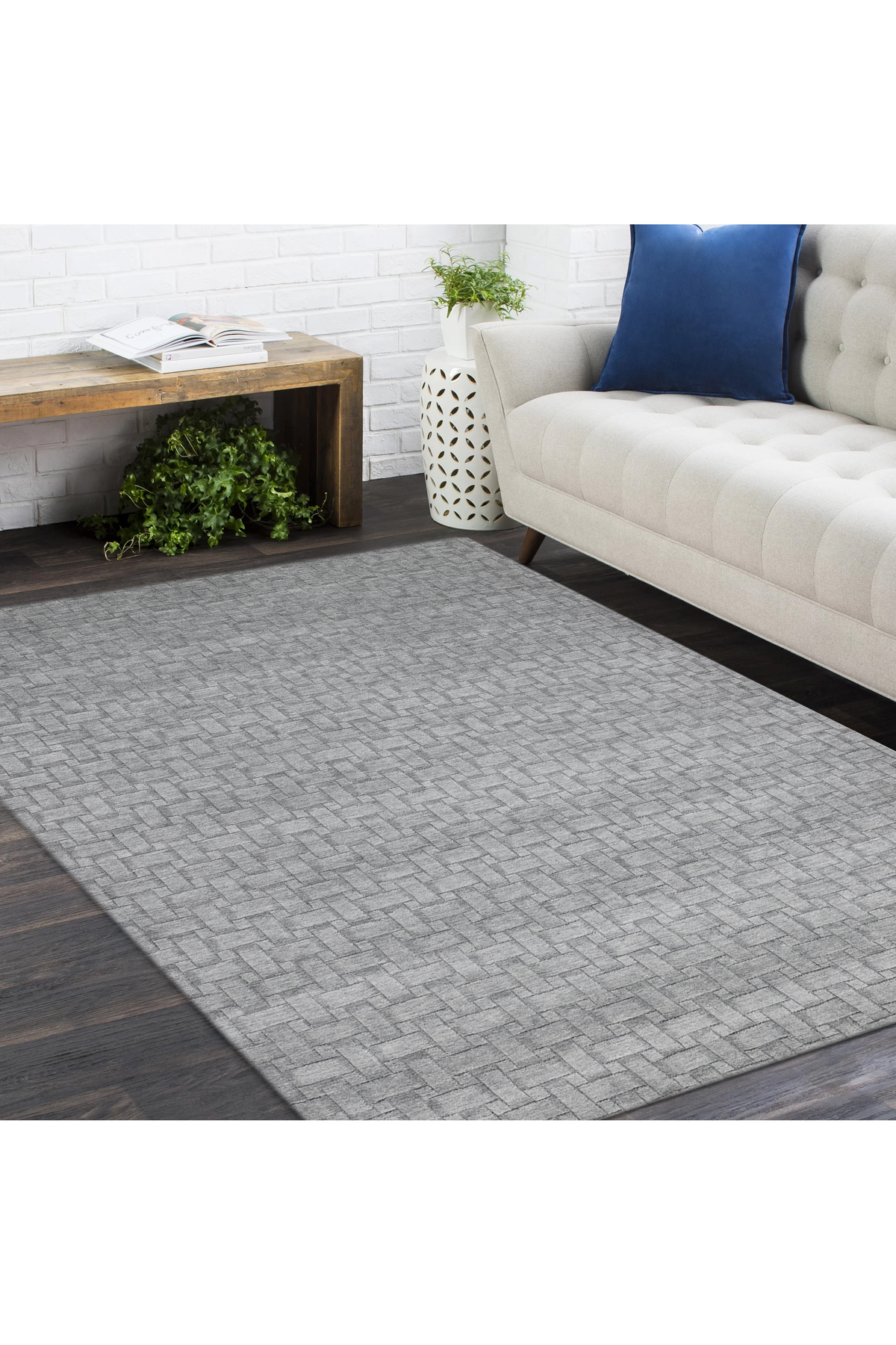Peyton Hand-Loomed Contemporary Geometric Gray Area Rug Gray