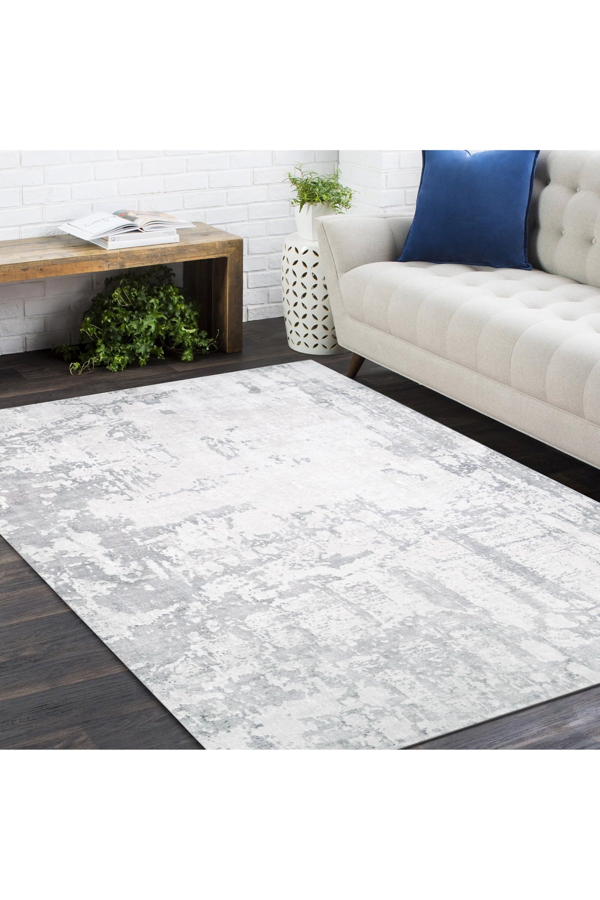 Blush Hand-Loomed Contemporary Abstract Gray Area Rug Gray