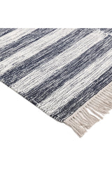 Louella Hand Woven Contemporary Striped Black Area Rug Black