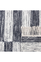 Louella Hand Woven Contemporary Striped Black Area Rug Black