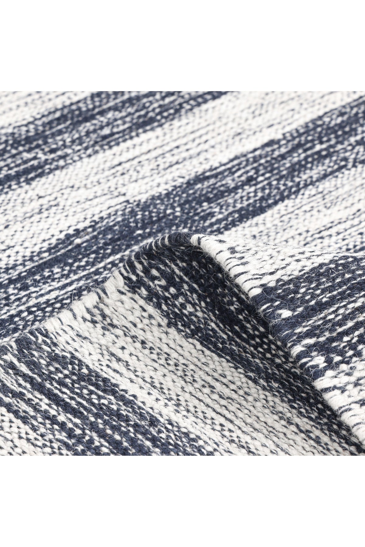 Louella Hand Woven Contemporary Striped Black Area Rug Black