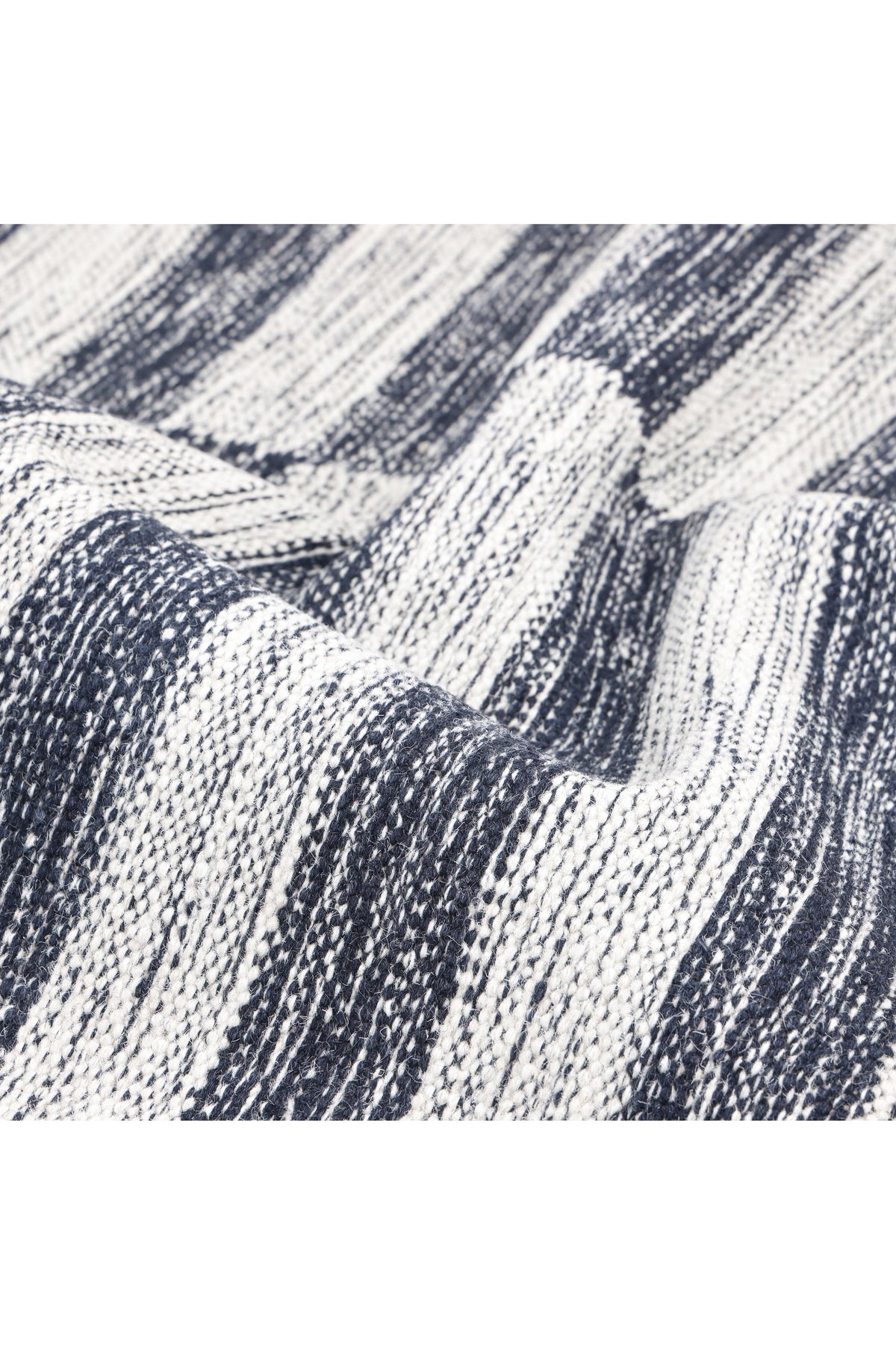 Louella Hand Woven Contemporary Striped Black Area Rug Black