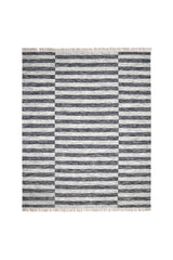 Louella Hand Woven Contemporary Striped Black Area Rug Black