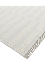 Louella Hand Woven Contemporary Striped Ivory Area Rug Ivory