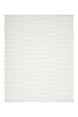 Louella Hand Woven Contemporary Striped Ivory Area Rug Ivory