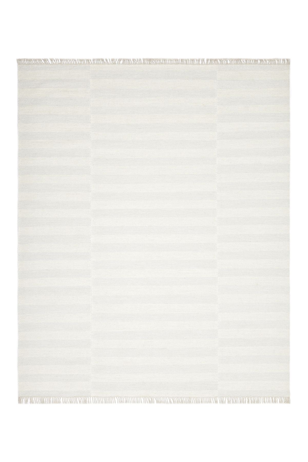 Louella Hand Woven Contemporary Striped Ivory Area Rug Ivory