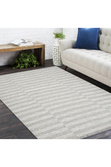 Louella Hand Woven Contemporary Striped Gray Area Rug Gray