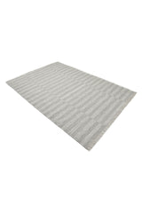 Louella Hand Woven Contemporary Striped Gray Area Rug Gray