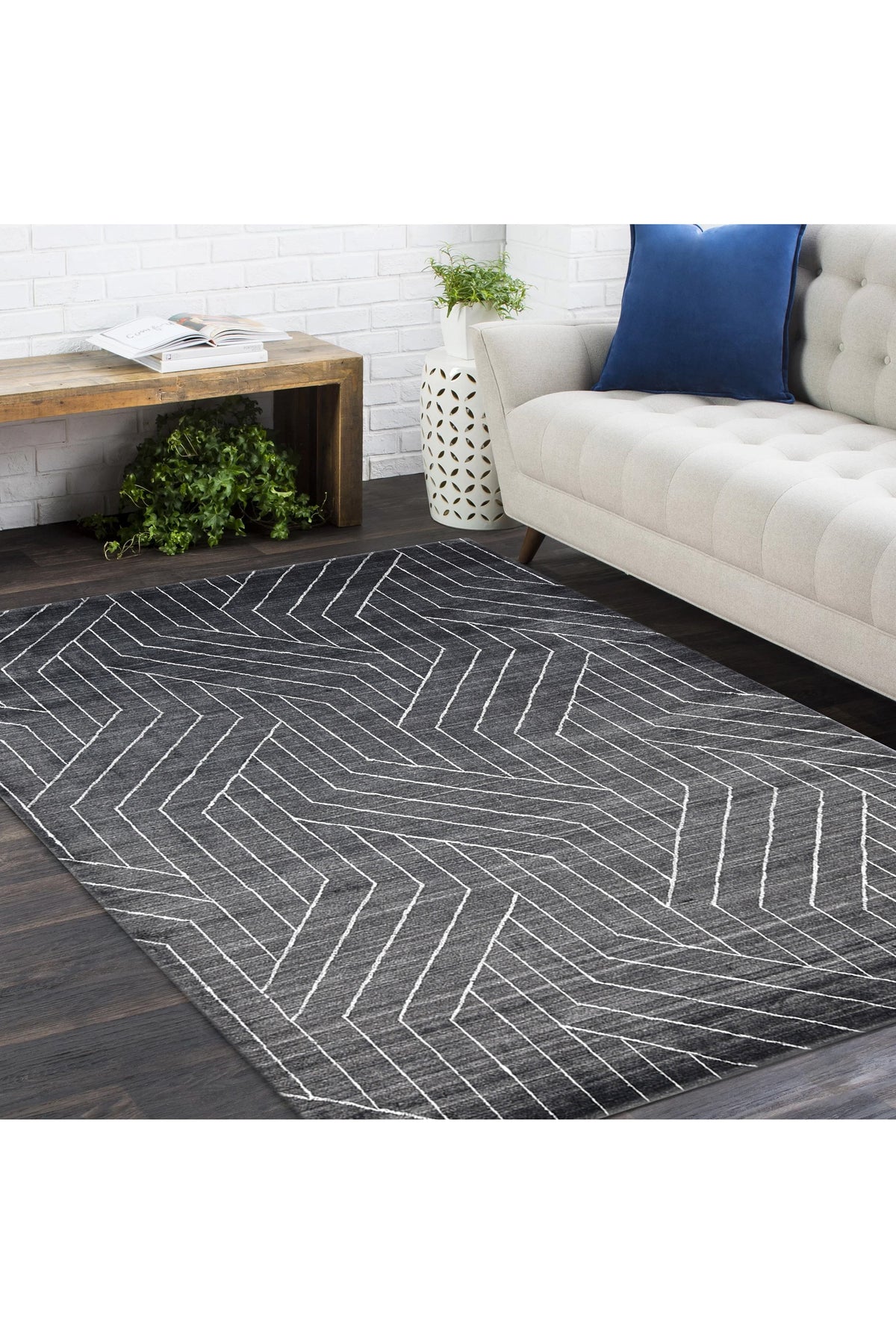Kali Hand-Loomed Contemporary Geometric Gray Area Rug Gray
