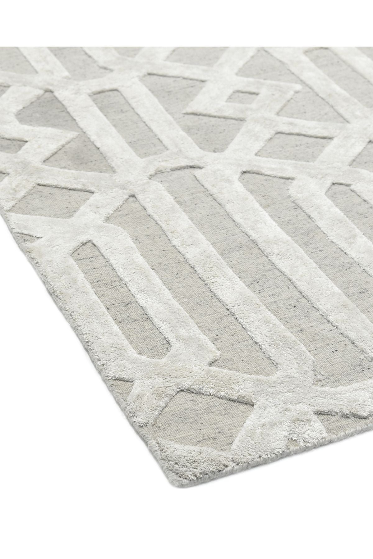 Rae Hand-Loomed Contemporary Trellis Gray Area Rug Gray