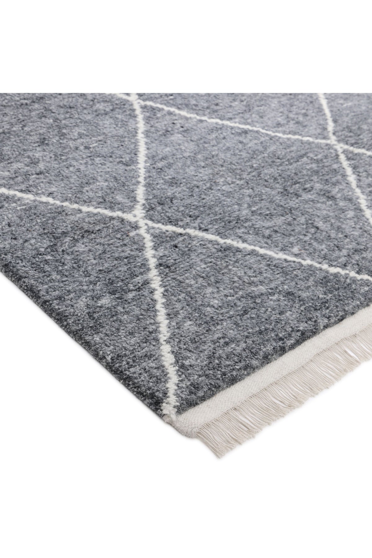 Wallis Hand Knotted Bohemian Moroccan Gray Area Rug Gray