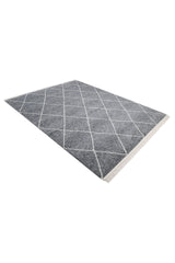 Wallis Hand Knotted Bohemian Moroccan Gray Area Rug Gray