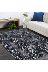 Louis Hand Knotted Contemporary Animal Black Area Rug Black