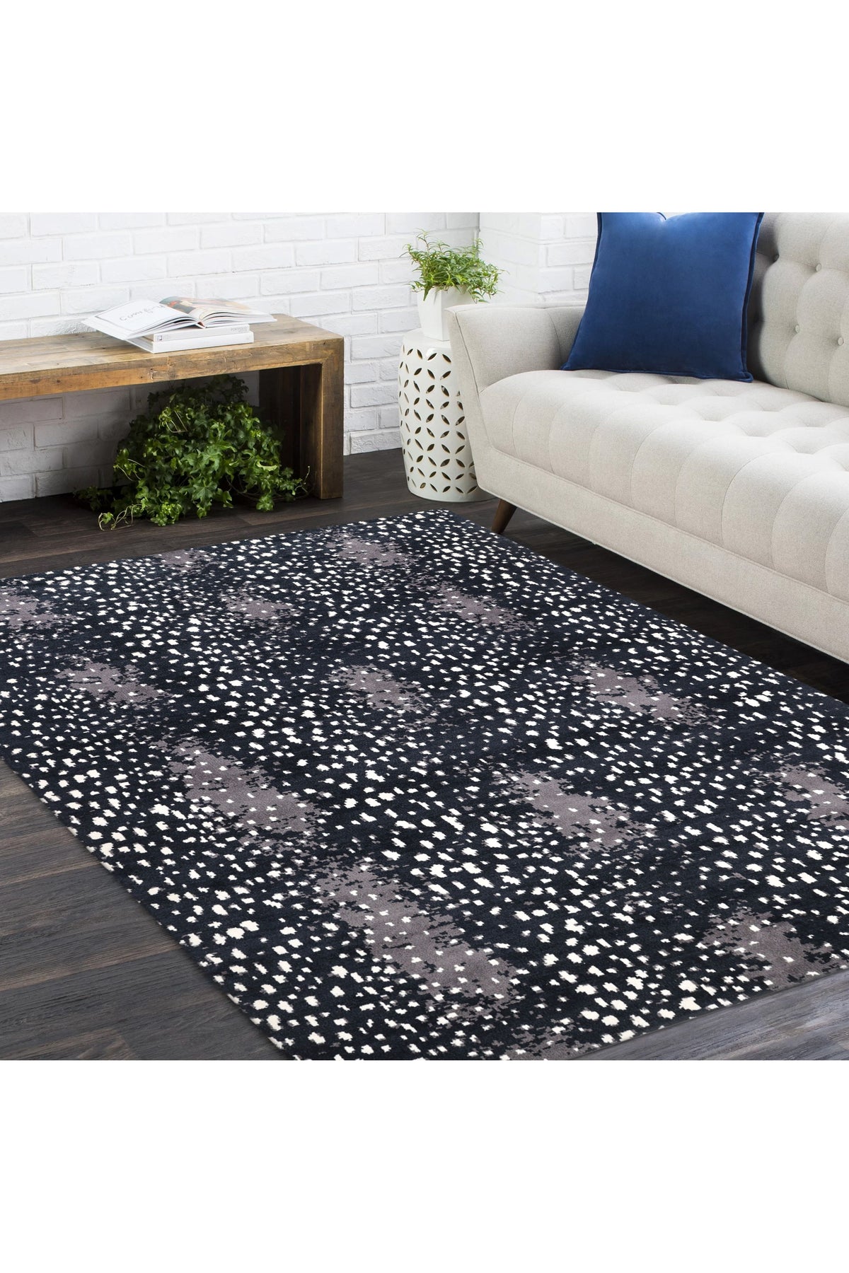 Louis Hand Knotted Contemporary Animal Black Area Rug Black