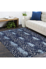 Louis Hand Knotted Contemporary Animal Blue Area Rug Blue