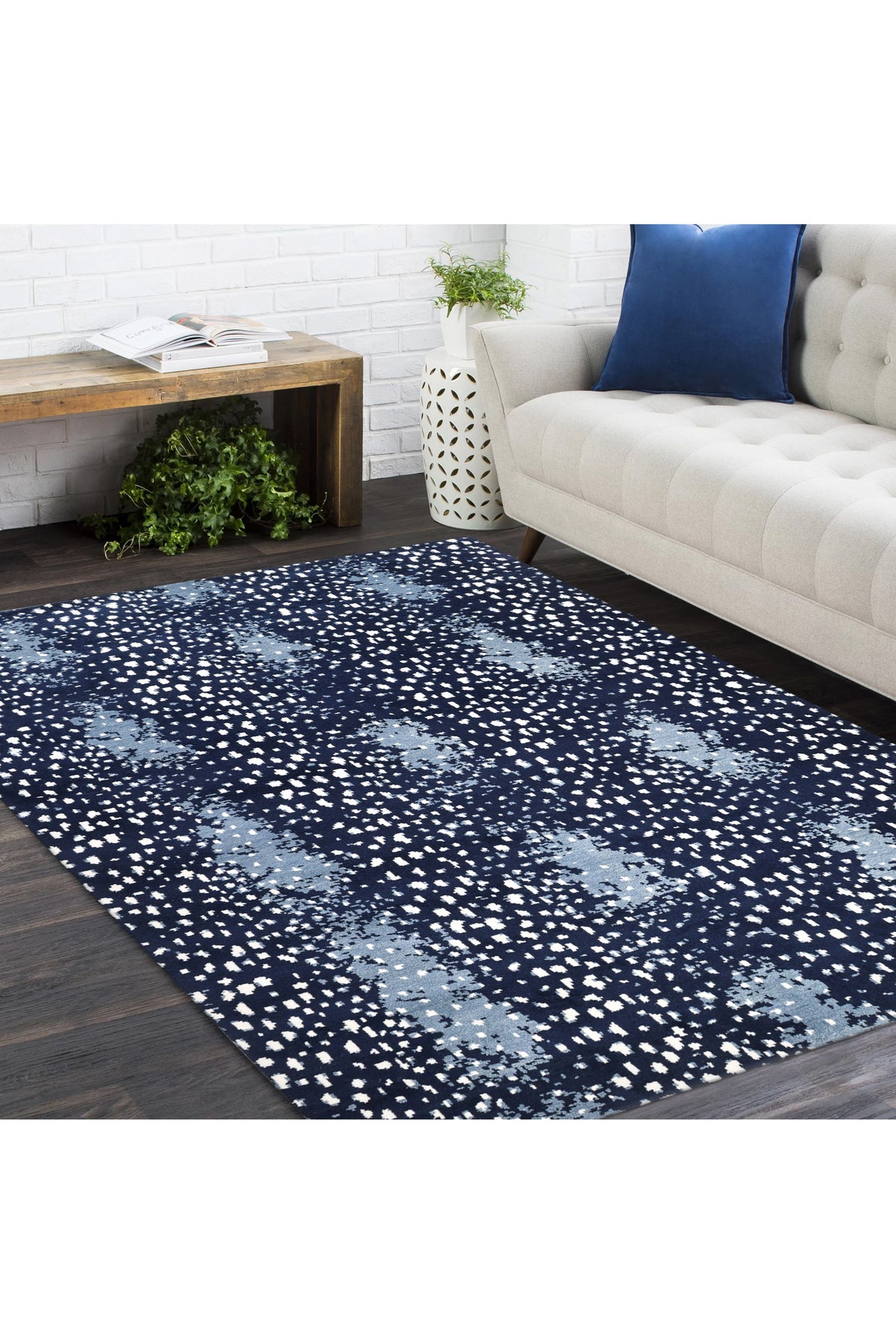 Louis Hand Knotted Contemporary Animal Blue Area Rug Blue
