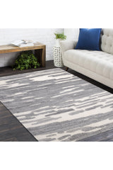 Maverick Hand Knotted Contemporary Geometric Gray Area Rug Gray
