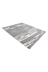 Maverick Hand Knotted Contemporary Geometric Gray Area Rug Gray