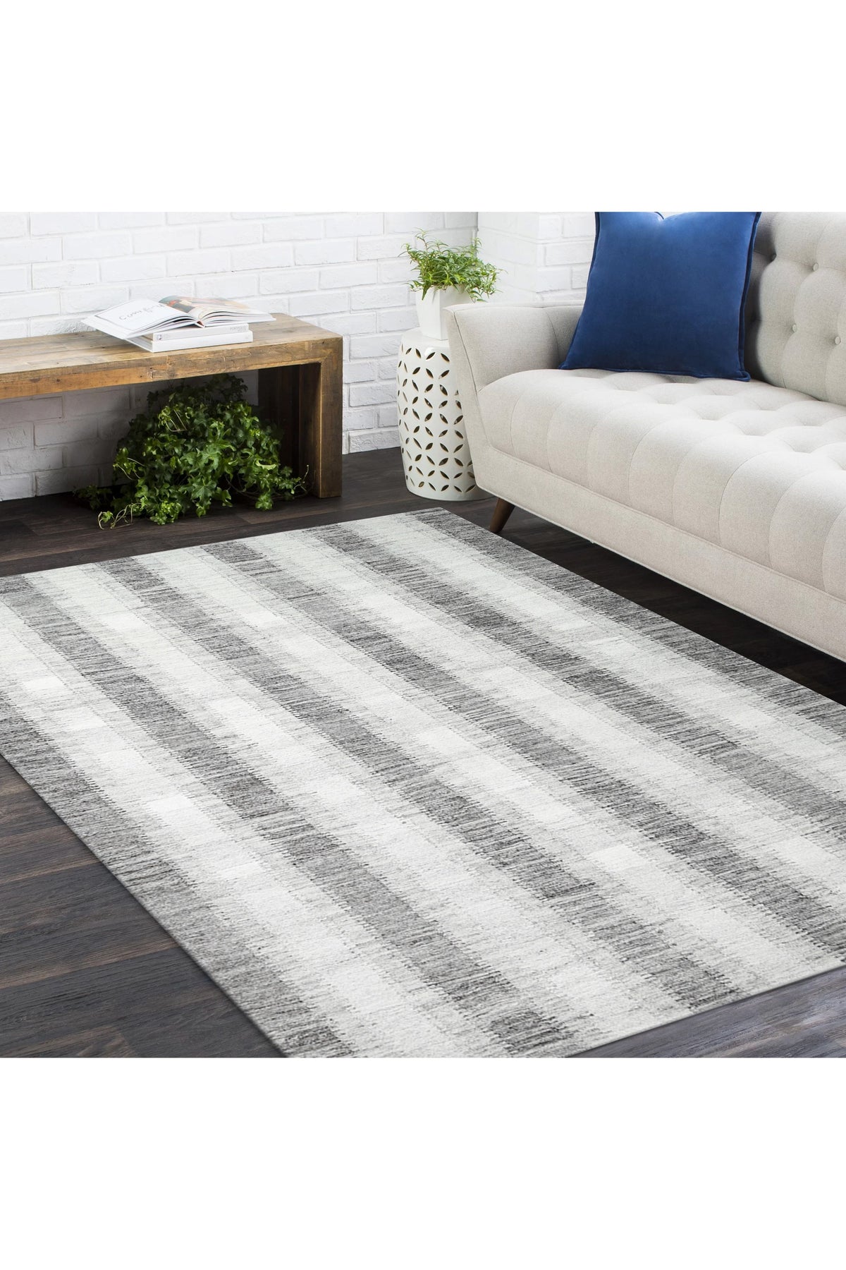 Levi Hand Woven Contemporary Striped Brown Area Rug Brown