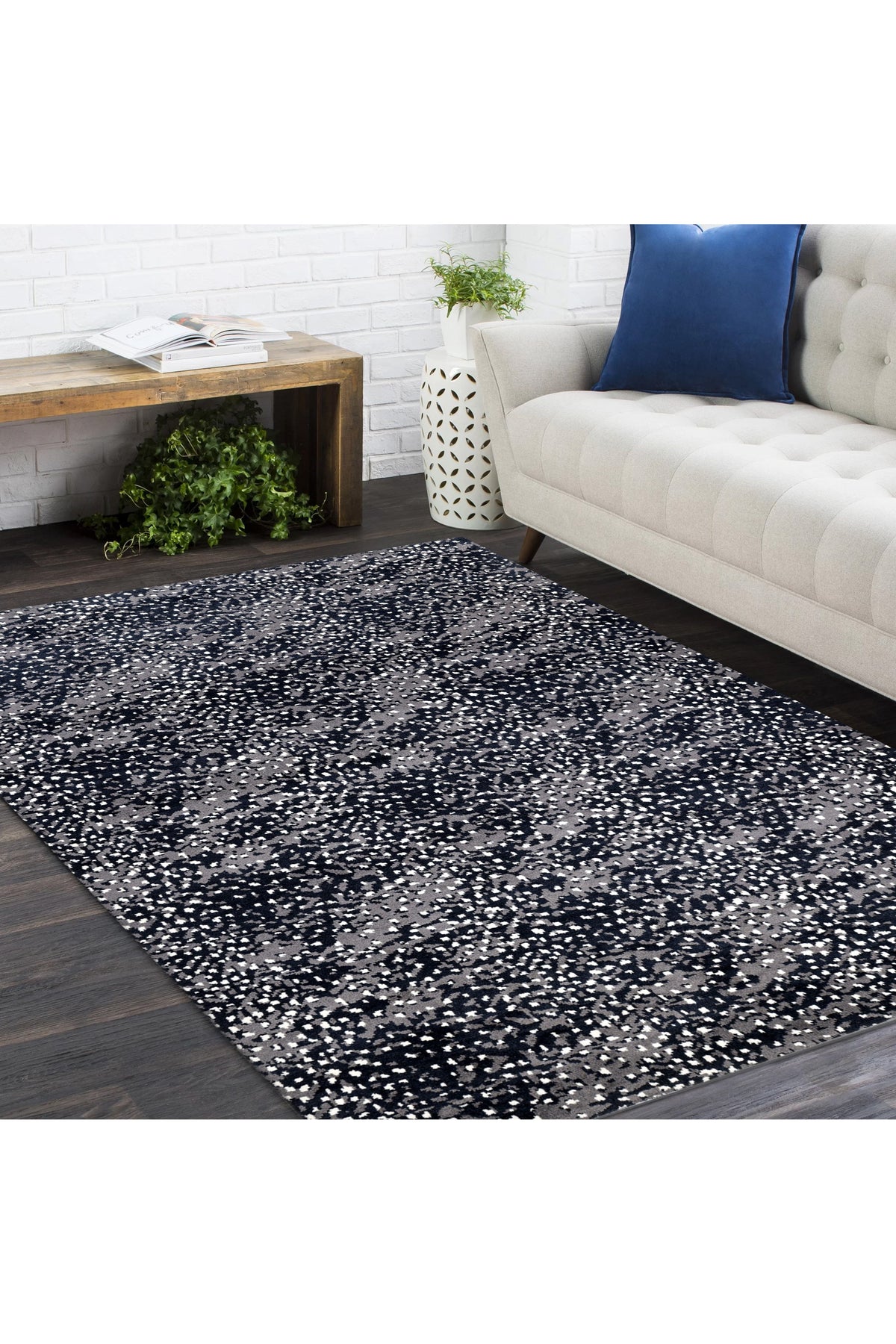 Arash Wool Hand Knotted Contemporary Area Rug Black