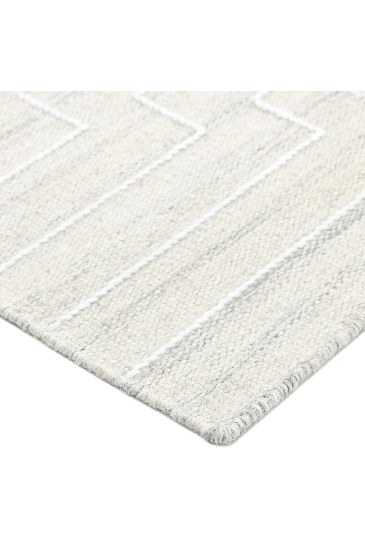 Barry Hand Woven Contemporary Geometric Beige Area Rug Beige