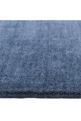 Zayn Hand-Loomed Contemporary Solid Blue Area Rug Blue