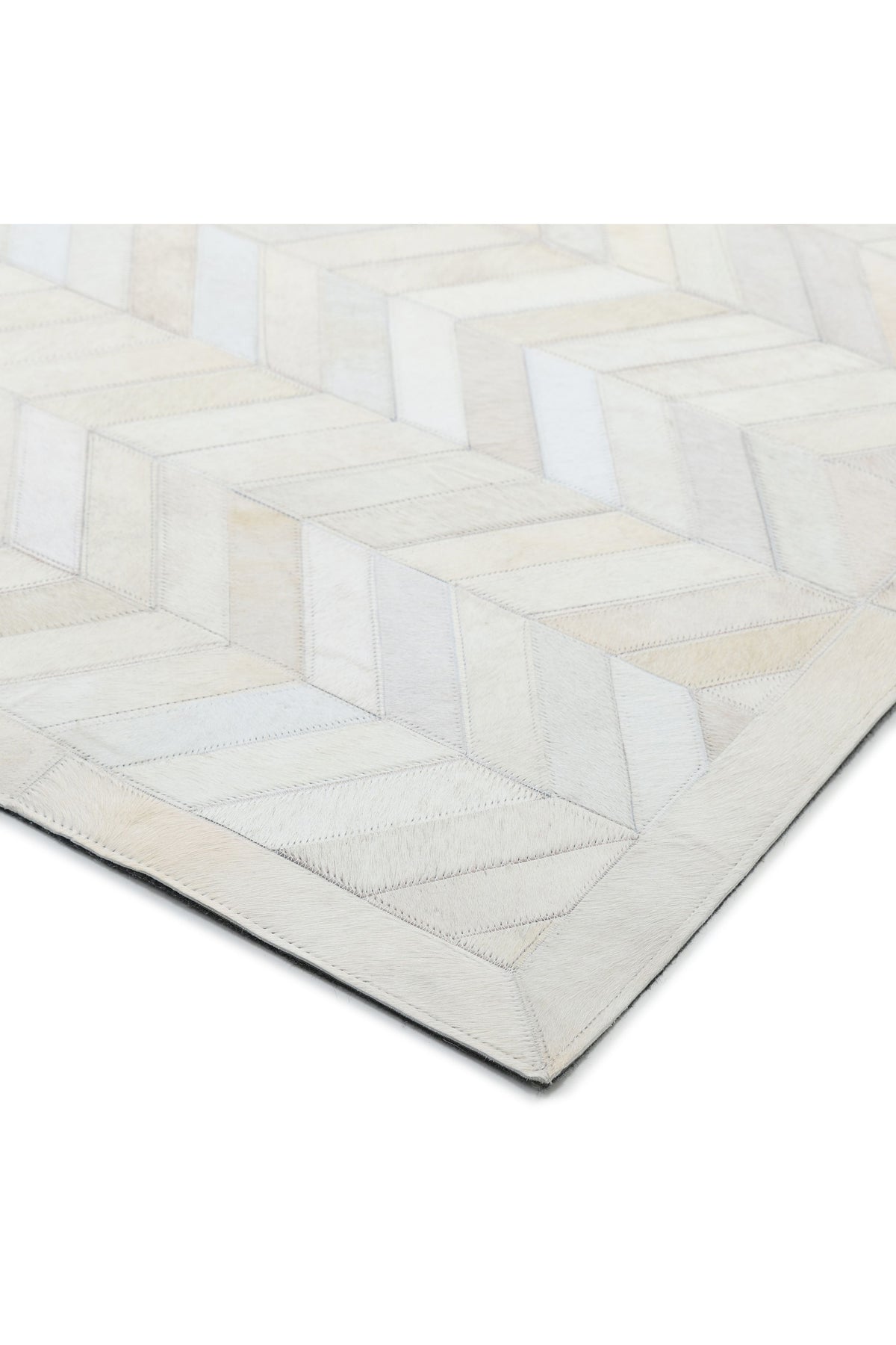 Meir Handmade Contemporary Chevron Ivory Area Rug Ivory